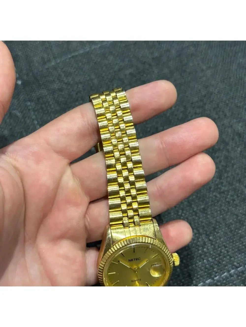 Vintage Netec Womens Gold Tone Watch Needs Battery Japan Movement Quartz